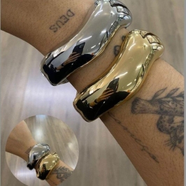 BRACELETE ONDAS ORGANICAS GROSSO PRATA