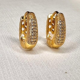 ARGOLA OVAL ZIRCONIA TEXTURIZADA