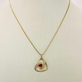 COLAR CORACAO RUBI ZIRCONIA