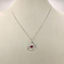 COLAR CORACAO RUBI ZIRCONIA