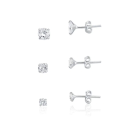 TRIO BRINCO ZIRCONIA SEM CAIXA PRATA