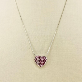 COLAR CORAÇAO ZIRCONIA RUBI