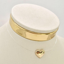 CHOKER NYLON CORACAO DOURADO