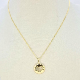 COLAR CIRCULO COM CORACAO CRAVEJADO