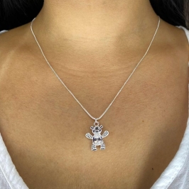 COLAR URSO ZIRCONIA PRATA