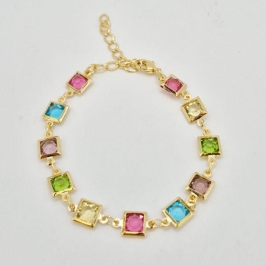 PULSEIRA PEDRAS QUADRADAS COLORIDAS