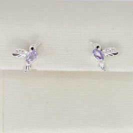 BRINCO PASSARO PEDRA ROXA