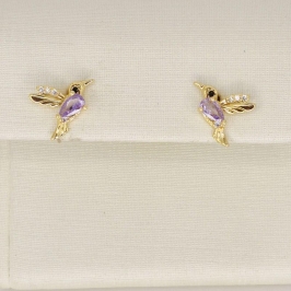 BRINCO PASSARO PEDRA ROXA
