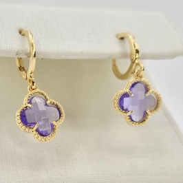 BRINCO PENDULO TREVO ROXO