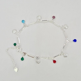 PULSEIRA PEDRAS COLORIDAS E CONCHAS