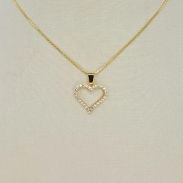 COLAR CORACAO CRAVEJADO VAZADO