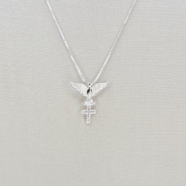 COLAR CRUZ ZIRCONIA E POMBA