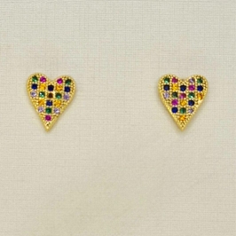 BRINCO CORACAO PEDRAS COLORIDAS