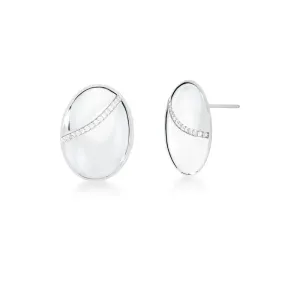 BRINCO OVAL LISO UMA FILEIRA COM ZIRCÔNIAS RODIO