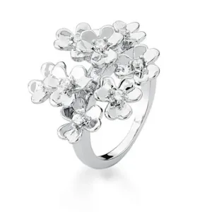 ANEL COM OITO FLORES LISAS RODIO