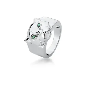 ANEL DE LEOPARDO LISO E ZIRCÔNIAS RODIO