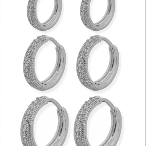 TRIO ARGOLA1 FILEIRA ZIRCONIA TEXTURIZADA