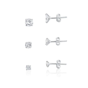 TRIO BRINCO ZIRCONIA SEM CAIXA PRATA