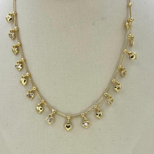 COLAR CHOCHER DE CORACOES E ZIRCONIA