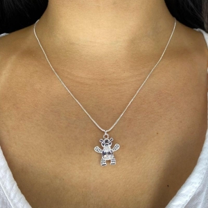 COLAR URSO ZIRCONIA PRATA