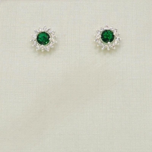 BRINCO PEDRA VERDE COM BLOINHAS