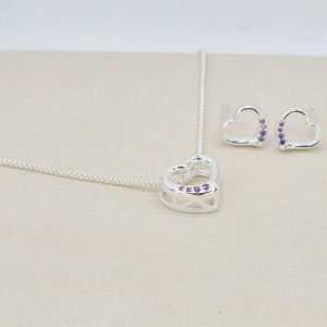 CONJUNTO CORACAO PEDRAS ROXAS