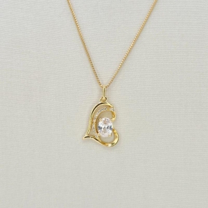 COLAR CORACAO COM PONTO DE LUZ