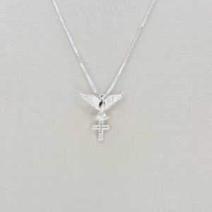 COLAR CRUZ ZIRCONIA E POMBA