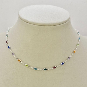 COLAR PEDRAS COLORIDAS OVAIS