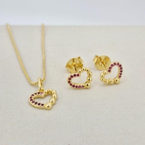 CONJUNTO CORACAO DUO ROSA