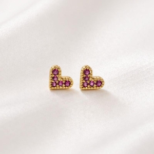 BRINCO CORACAO ZIRCONIAS ROSAS