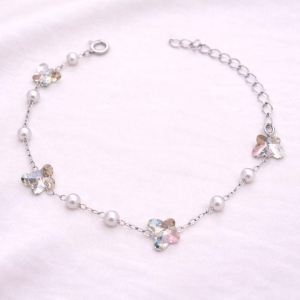 PULSEIRA BORBOLETA E PEROLAS