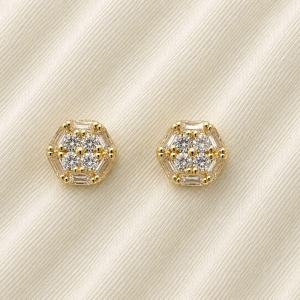 BRINCO ZIRCONIA BAGUETE E FLOR