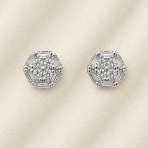 BRINCO ZIRCONIA BAGUETE E FLOR