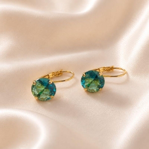 BRINCO OVAL COM PEDRA AZUL