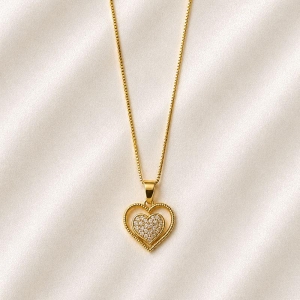 COLAR CORACAO DUPLO ZIRCONIA