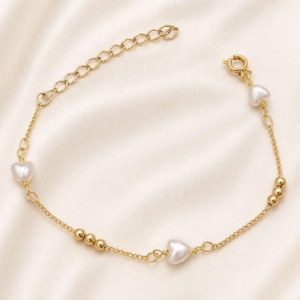 PULSEIRA BOLINHAS E CORACAO DE PEROLA