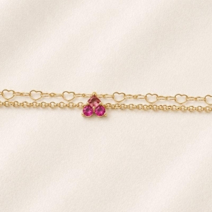PULSEIRA DUPLA PEDRAS VERMELHAS