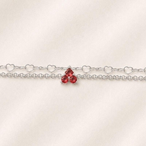 PULSEIRA DUPLA PEDRAS VERMELHAS