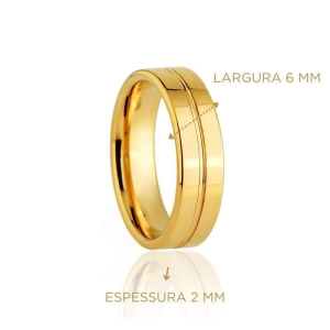 ALIANÇA DOURADA FILETE 6MM
