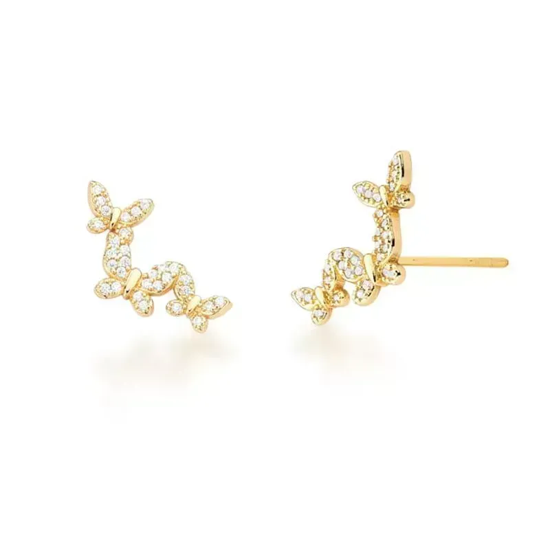 BRINCO BORBOLETAS ZIRCONIA EAR CUFF