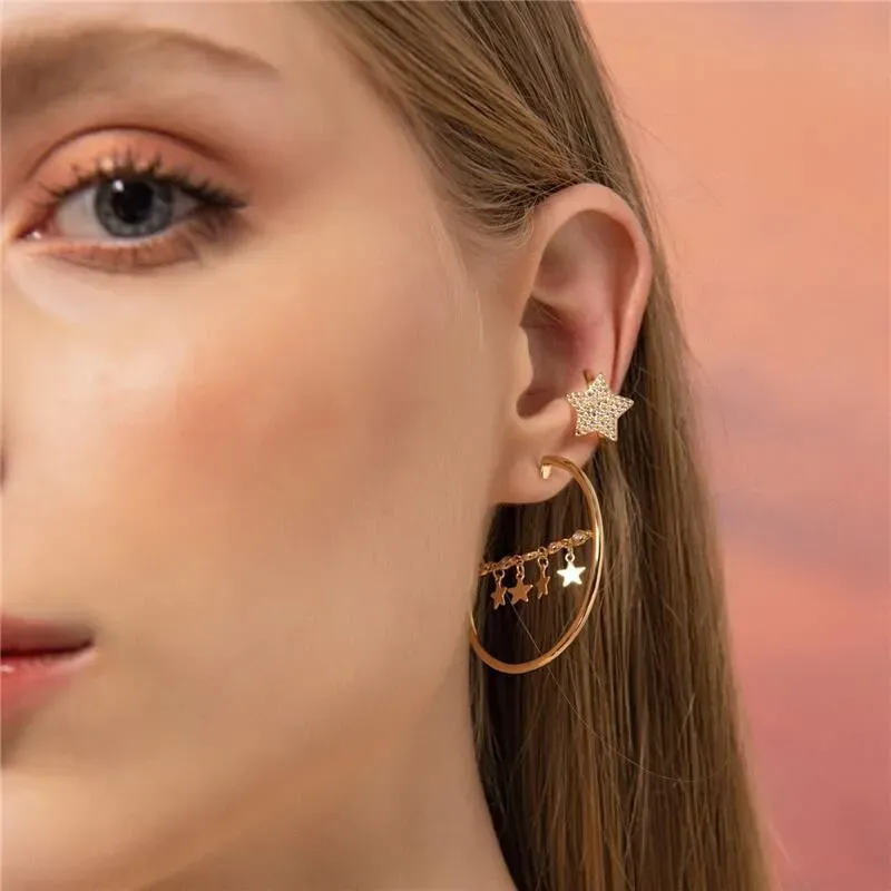 PIERCING DE ORELHA ESTRELA COM ZIRCÔNIAS