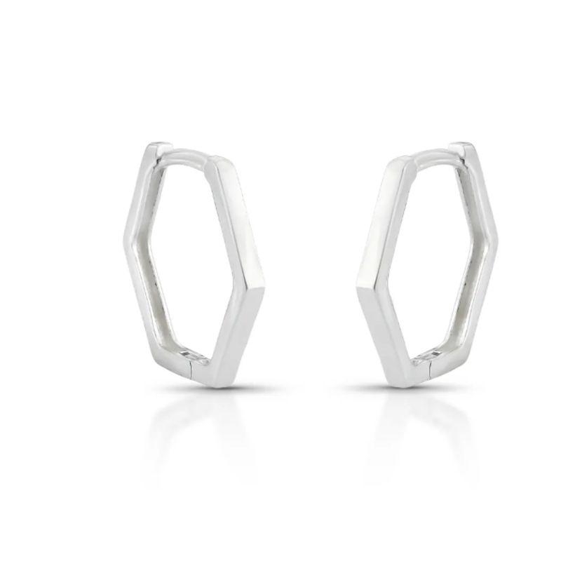 ARGOLA HEXAGONAL PRATA