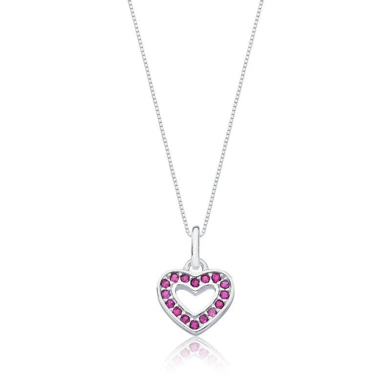 COLAR CORACAO ZIRCONIA RUBI