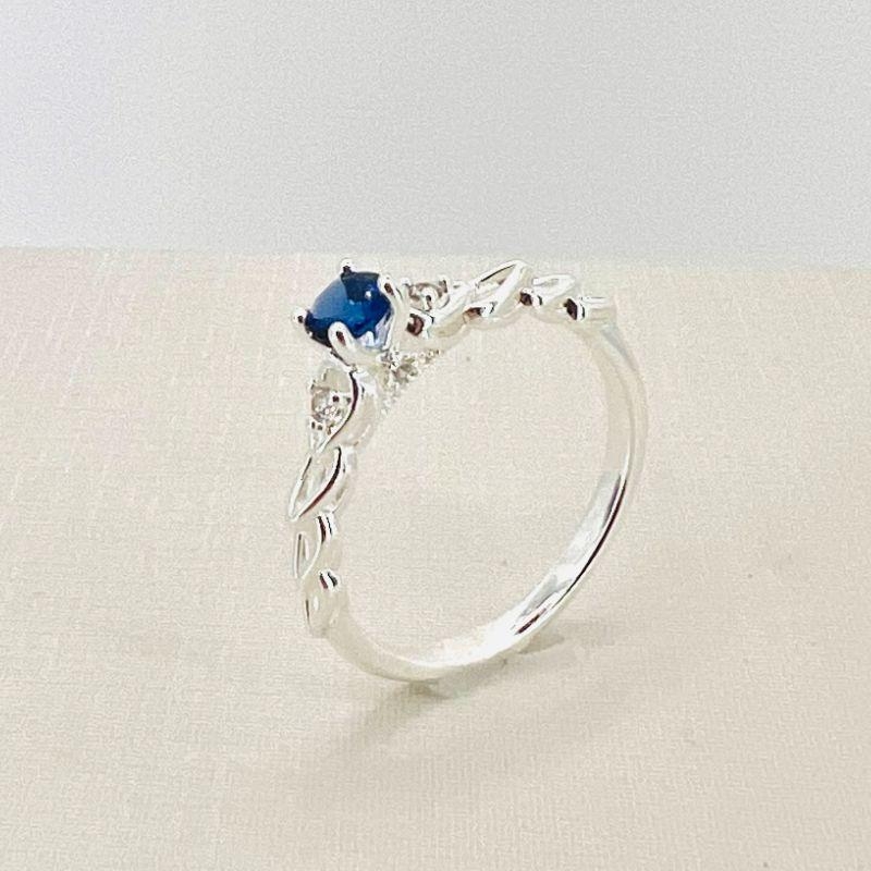 ANEL SOLITARIO AZUL PRATA