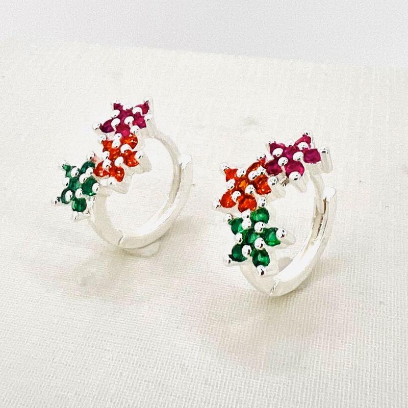 ARGOLA FLORES ZIRCONIA COLORIDA