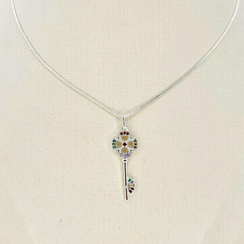 COLAR CHAVE ZIRCONIA COLORIDA