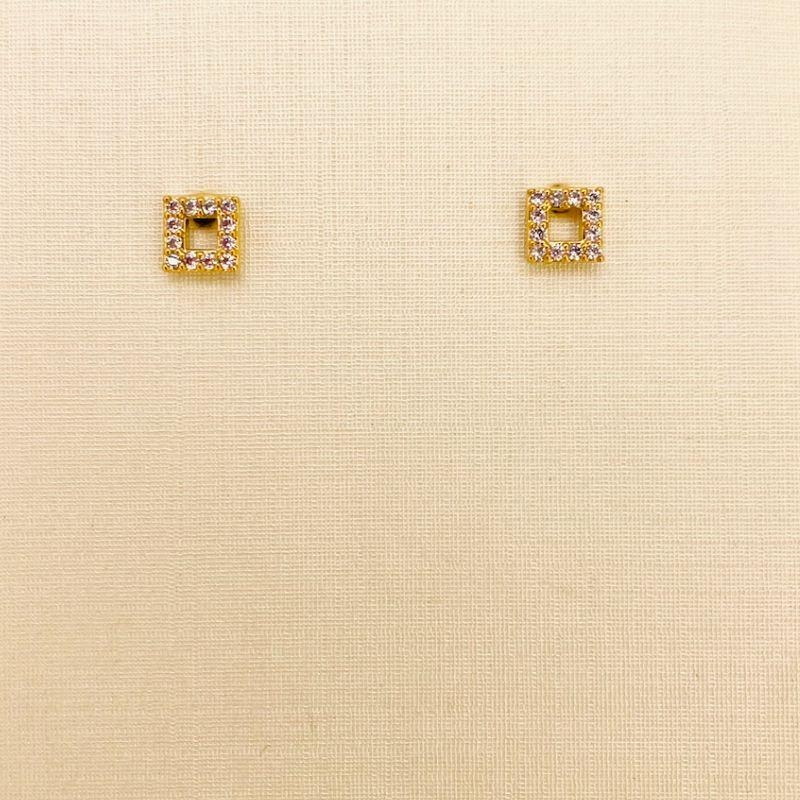 BRINCO MINI QUADRADO ZIRCONIA VAZADO