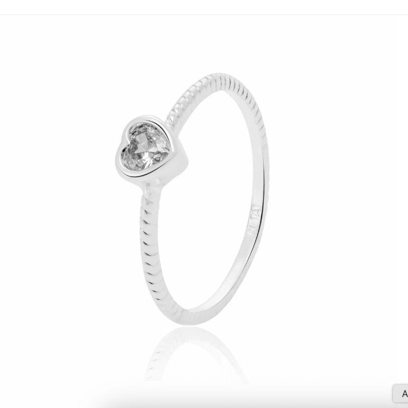 ANEL SOLITARIO CORACAO BOLINHAS