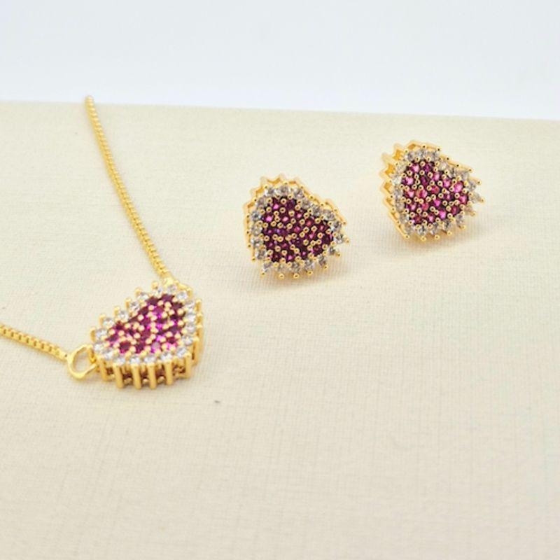 CONJUNTO CIRCULO ZIRCONIA RUBI